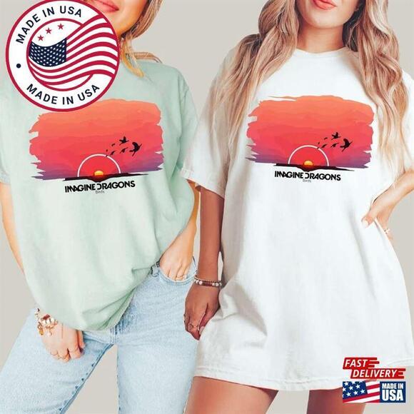 Tops - Retro Birds Sunset Dragons Mercury Tour Shirt Imagine T-Shirt Unisex Classic